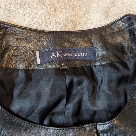 Anne Klein black leather light jacket 1X - Picture 3 of 7